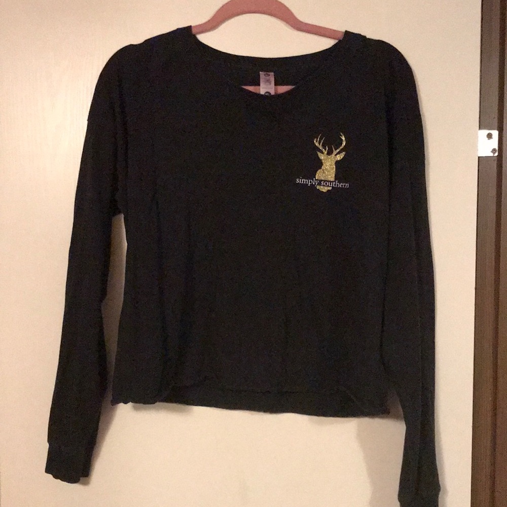 Simply Southern long sleeve Black crop top